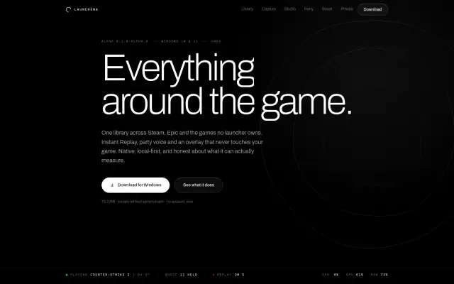 Launchena homepage