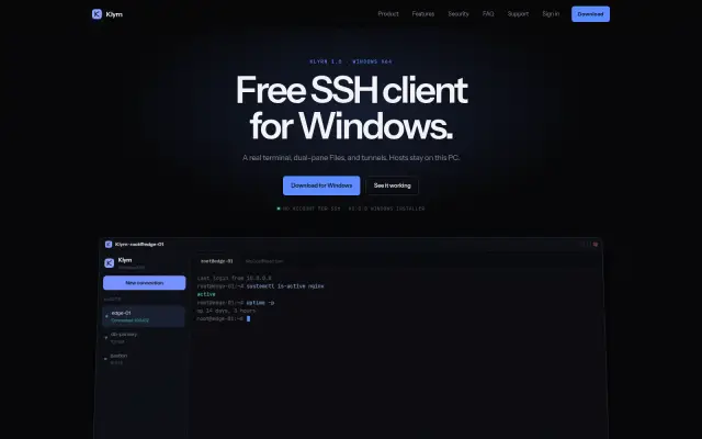Klyrn Terminal homepage